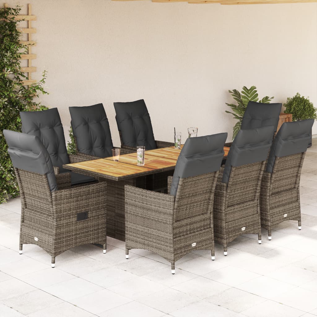 Set Mobilier De Grădină Cu Perne, 7 Piese, Gri, Poliratan