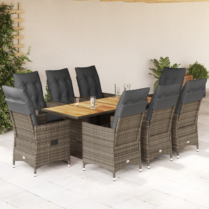 Set Mobilier De Grădină Cu Perne, 7 Piese, Gri, Poliratan