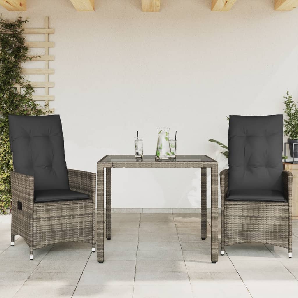 Set Mobilier De Grădină Cu Perne, 5 Piese, Gri, Poliratan