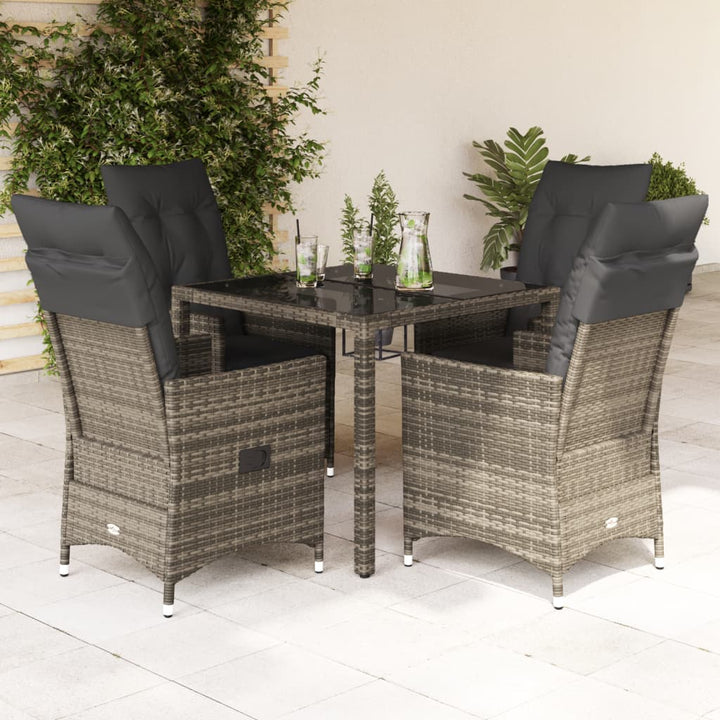 Set Mobilier De Grădină Cu Perne, 5 Piese, Gri, Poliratan