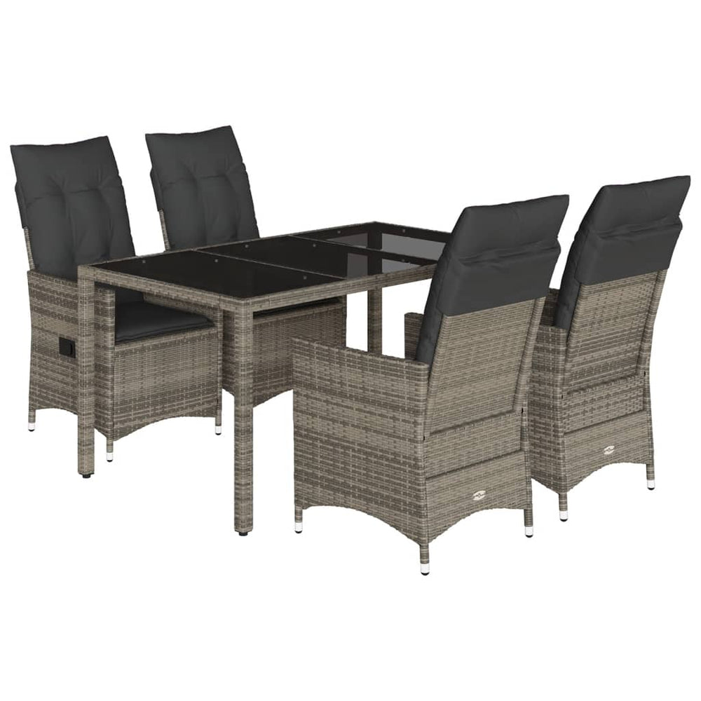 Set Mobilier De Grădină Cu Perne, 5 Piese, Gri, Poliratan