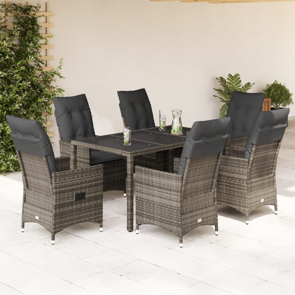 Set Mobilier De Grădină Cu Perne, 5 Piese, Gri, Poliratan