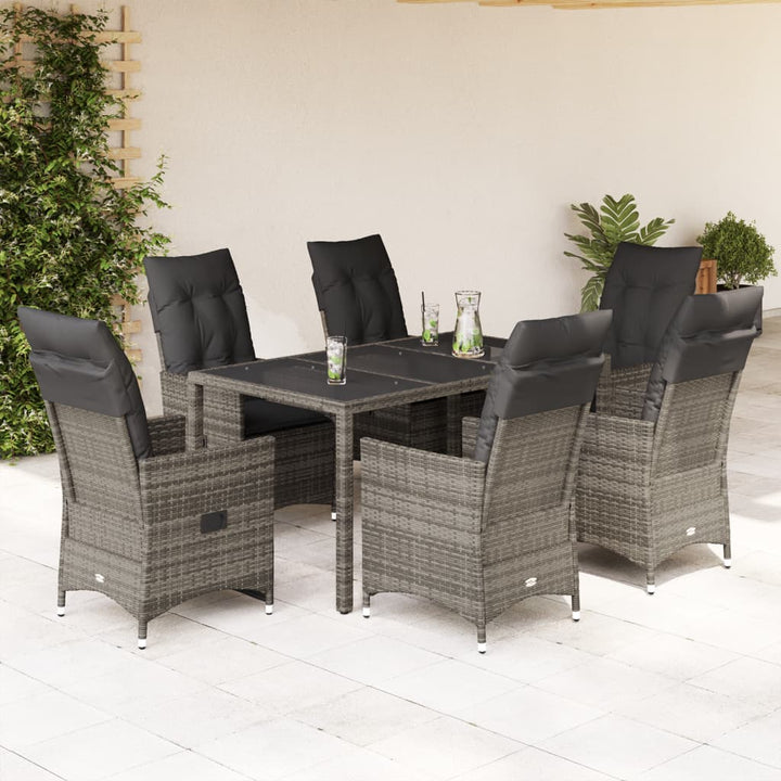 Set Mobilier De Grădină Cu Perne, 5 Piese, Gri, Poliratan