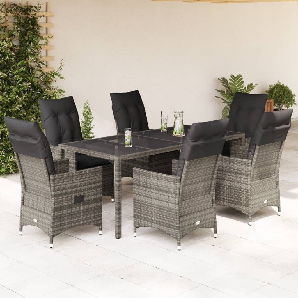 Set Mobilier De Grădină Cu Perne, 5 Piese, Gri, Poliratan