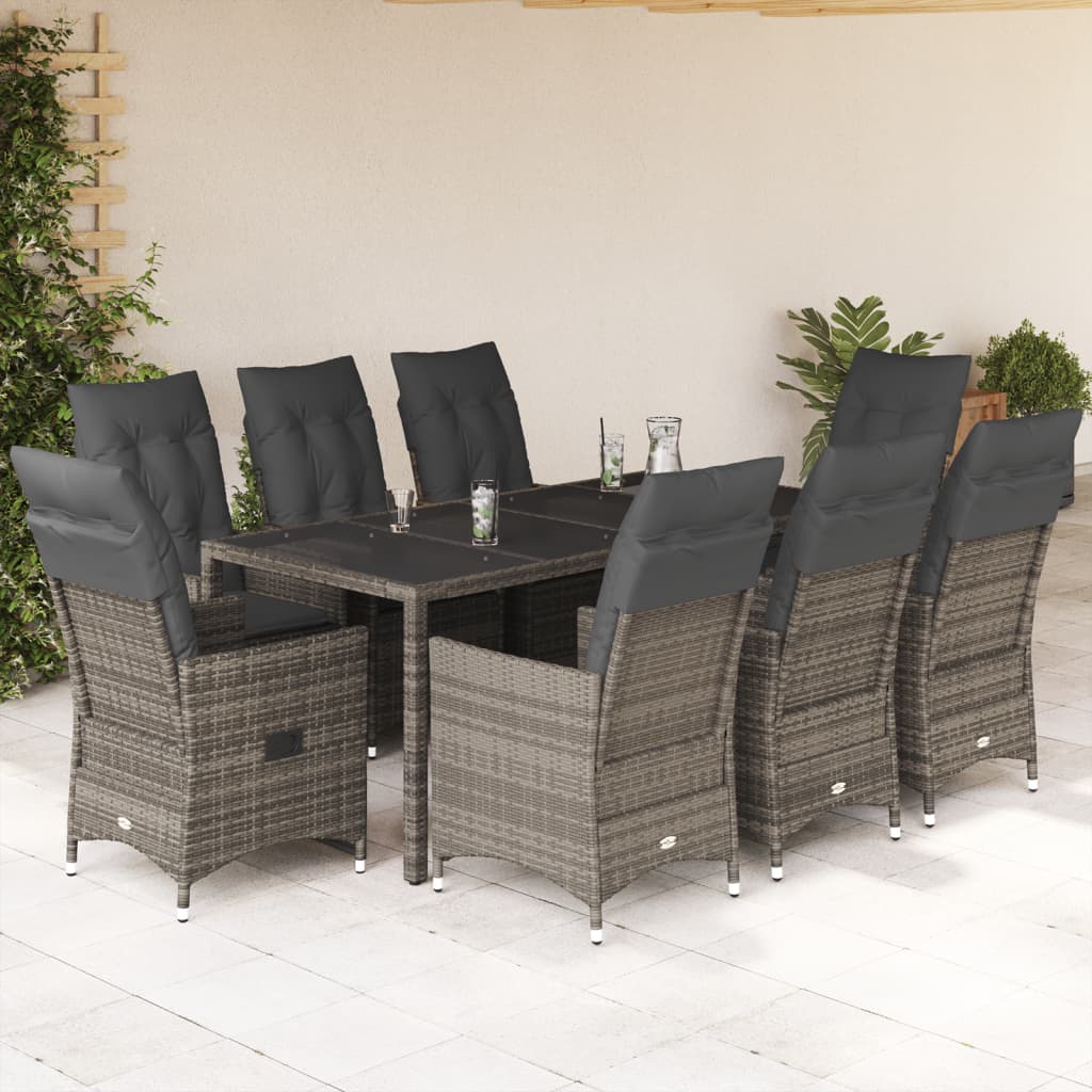 Set Mobilier De Grădină Cu Perne, 5 Piese, Gri, Poliratan