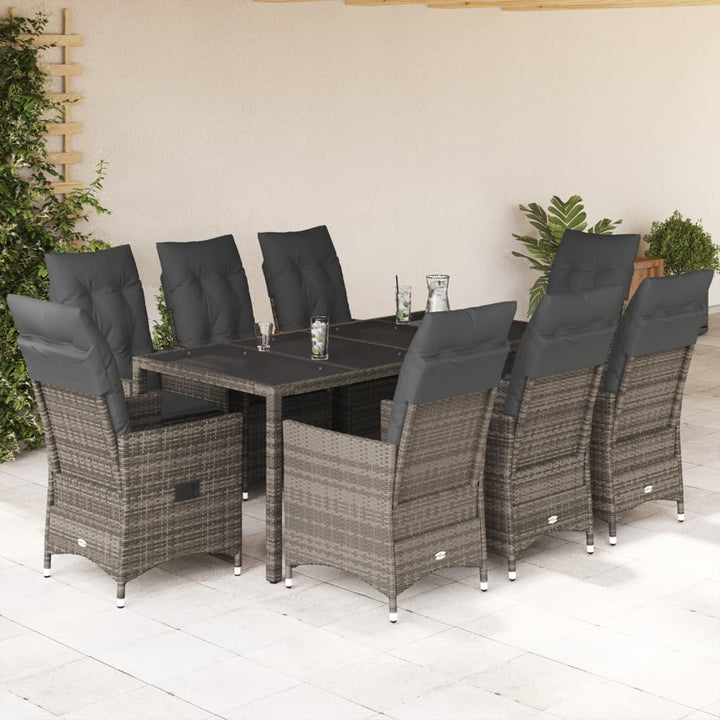 Set Mobilier De Grădină Cu Perne, 5 Piese, Gri, Poliratan