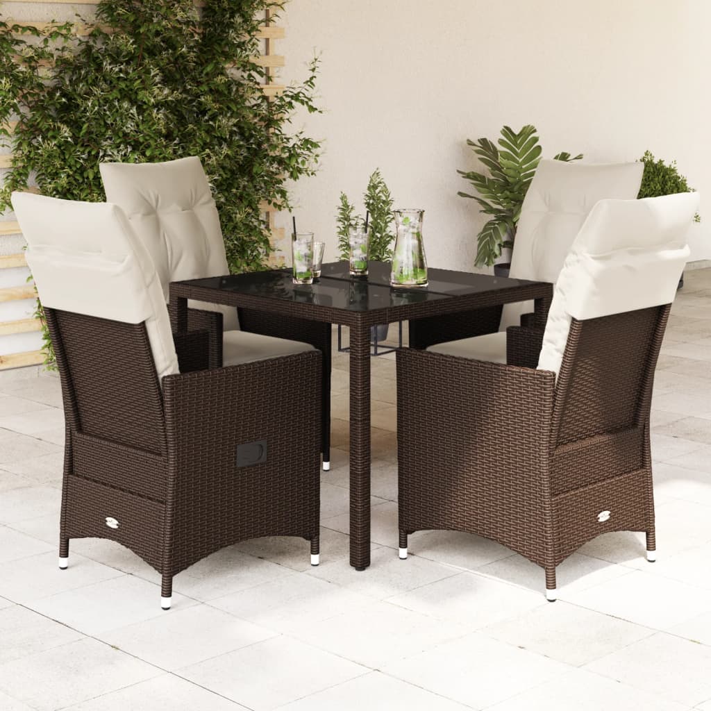 Set Mobilier De Grădină Cu Perne, 7 Piese, Maro, Poliratan
