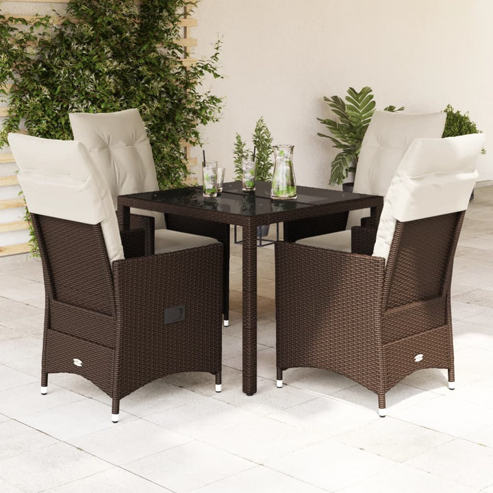 Set Mobilier De Grădină Cu Perne, 7 Piese, Maro, Poliratan