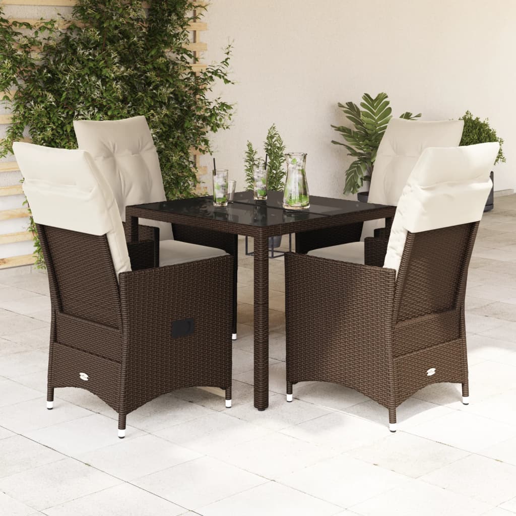 Set Mobilier De Grădină Cu Perne, 7 Piese, Maro, Poliratan