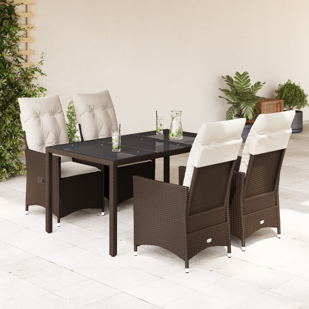 Set Mobilier De Grădină Cu Perne, 7 Piese, Maro, Poliratan