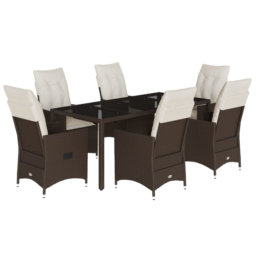 Set Mobilier De Grădină Cu Perne, 7 Piese, Maro, Poliratan
