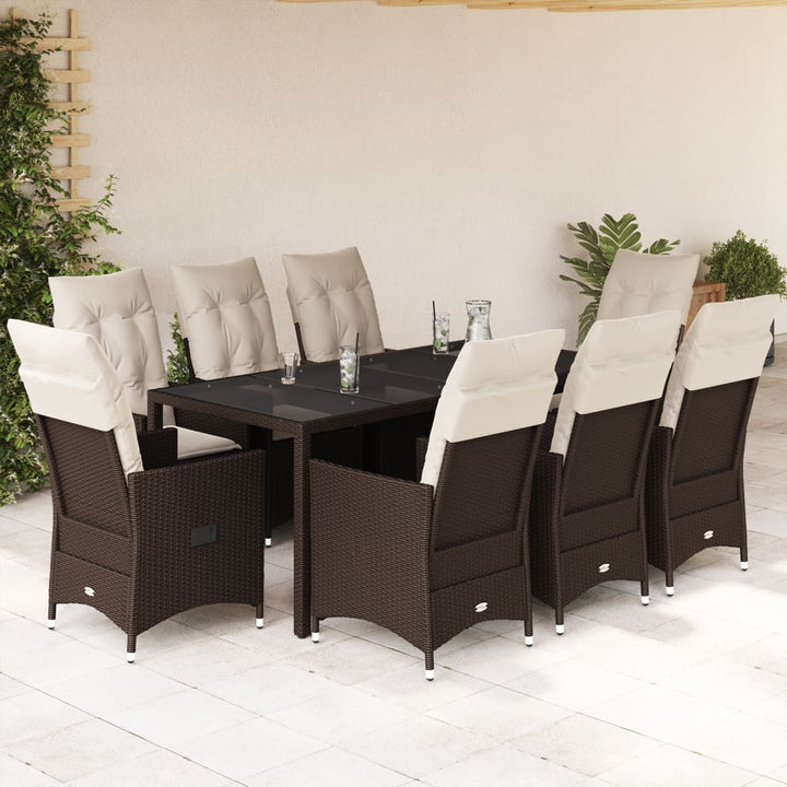 Set Mobilier De Grădină Cu Perne, 7 Piese, Maro, Poliratan