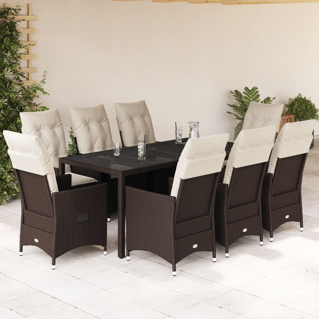 Set Mobilier De Grădină Cu Perne, 7 Piese, Maro, Poliratan