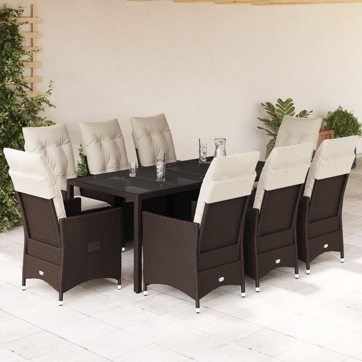 Set Mobilier De Grădină Cu Perne, 7 Piese, Maro, Poliratan