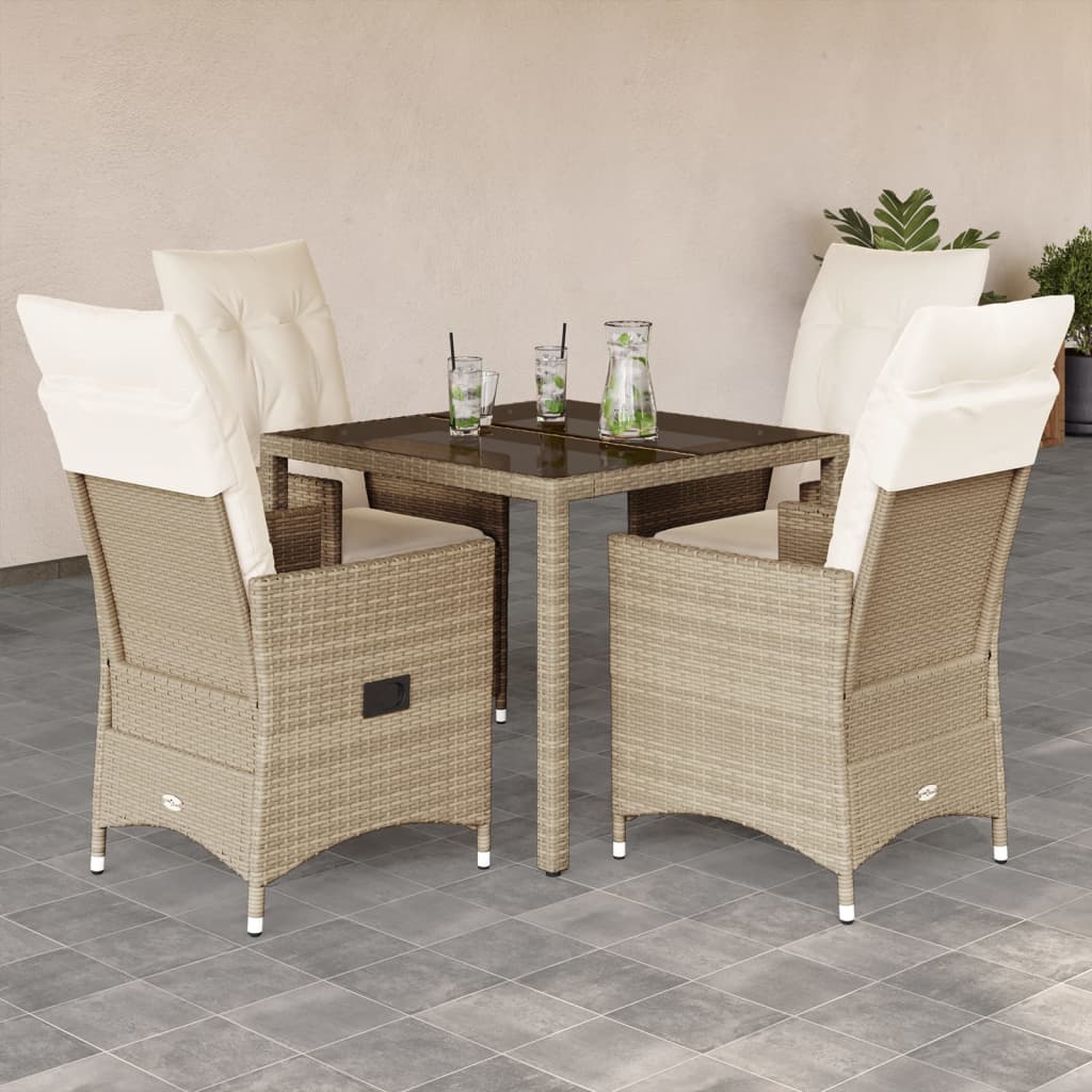 Set Mobilier De Grădină Cu Perne, 5 Piese, Bej, Poliratan