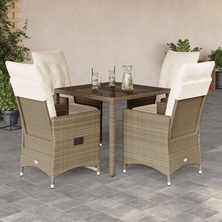 Set Mobilier De Grădină Cu Perne, 5 Piese, Bej, Poliratan