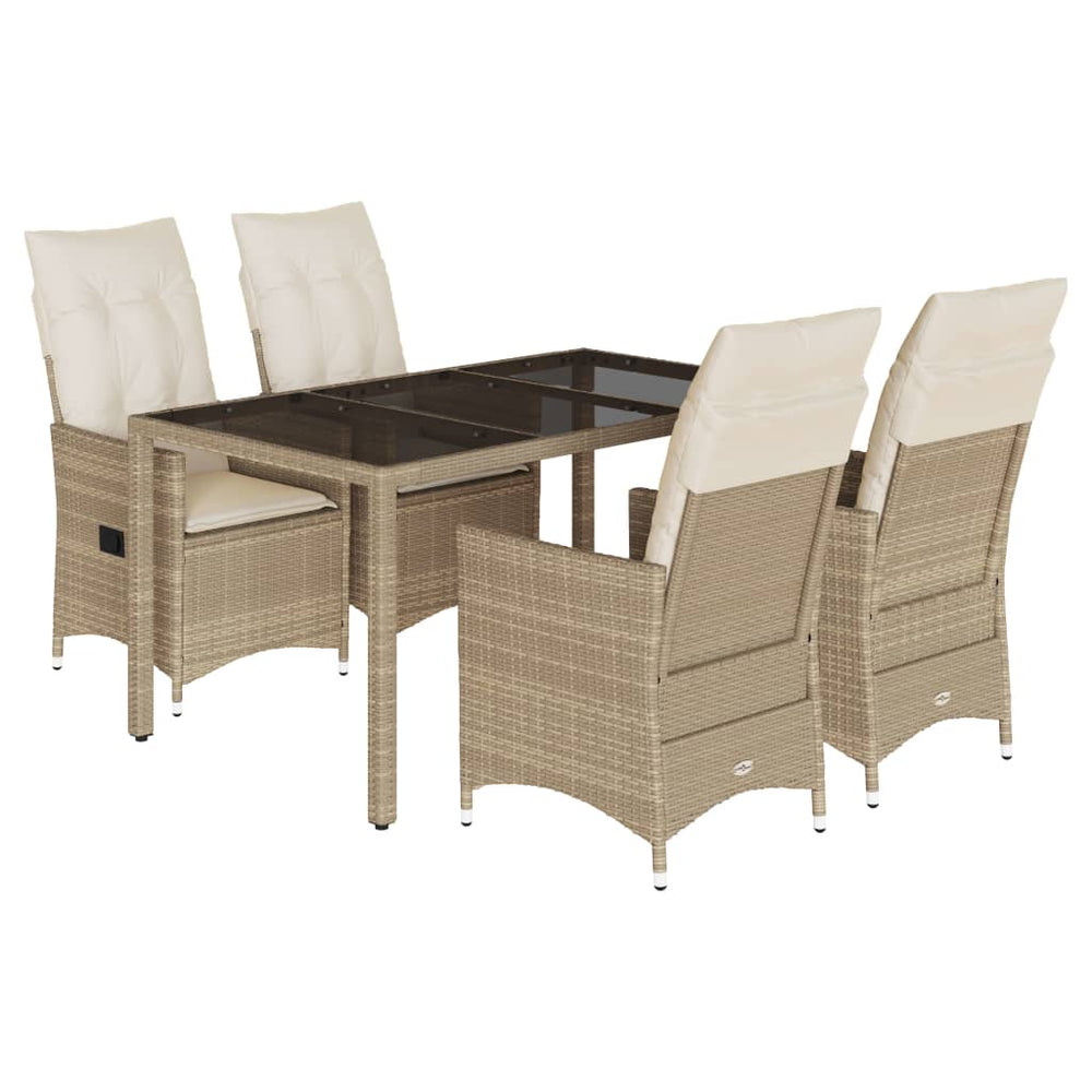 Set Mobilier De Grădină Cu Perne, 5 Piese, Bej, Poliratan