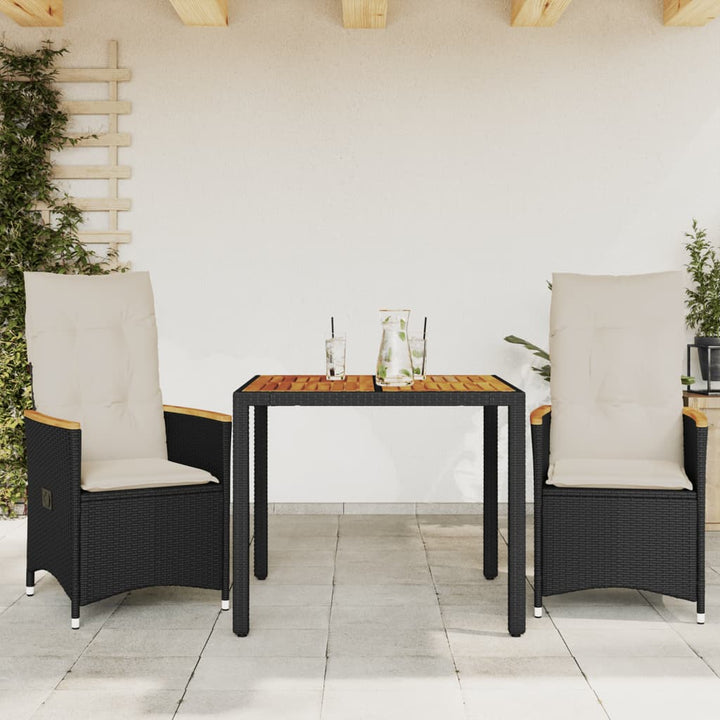 Set Mobilier De Grădină Cu Perne, 7 Piese, Negru, Poliratan