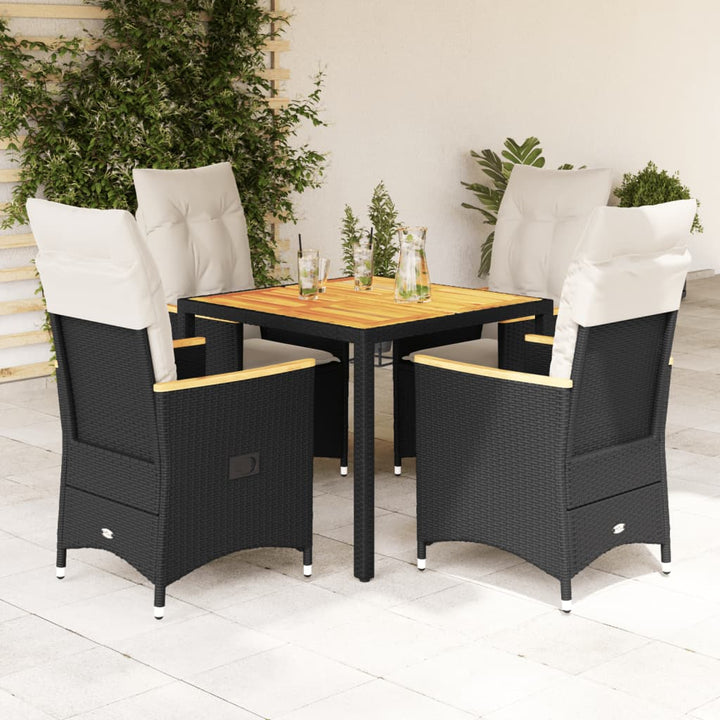 Set Mobilier De Grădină Cu Perne, 7 Piese, Negru, Poliratan