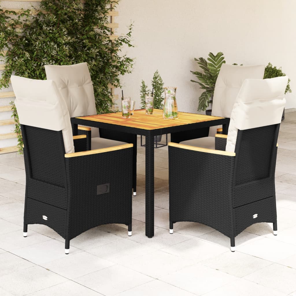 Set Mobilier De Grădină Cu Perne, 7 Piese, Negru, Poliratan