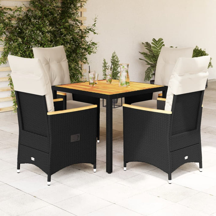 Set Mobilier De Grădină Cu Perne, 7 Piese, Negru, Poliratan