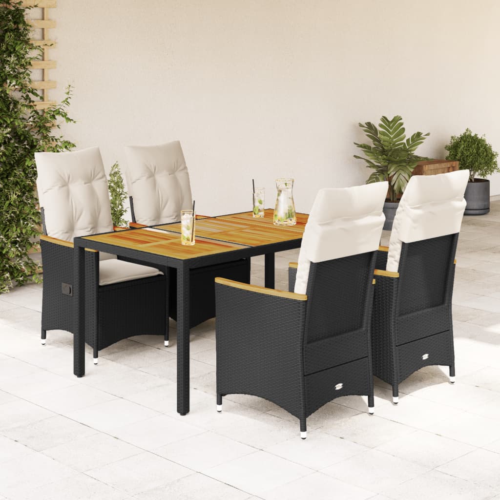 Set Mobilier De Grădină Cu Perne, 7 Piese, Negru, Poliratan