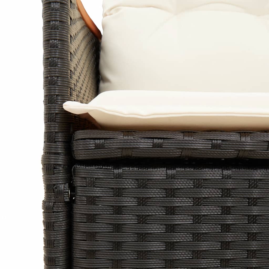 Set Mobilier De Grădină Cu Perne, 7 Piese, Negru, Poliratan