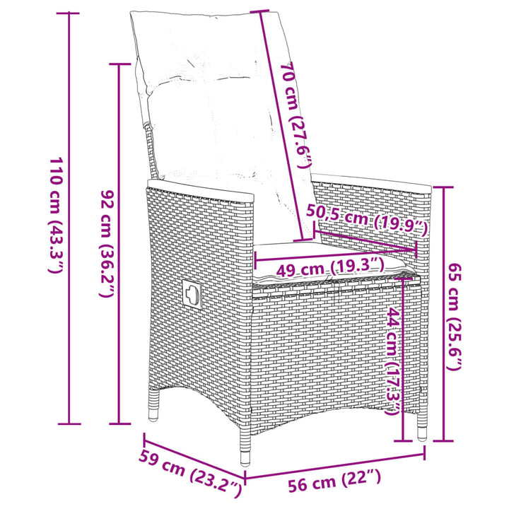 Set Mobilier De Grădină Cu Perne, 7 Piese, Negru, Poliratan