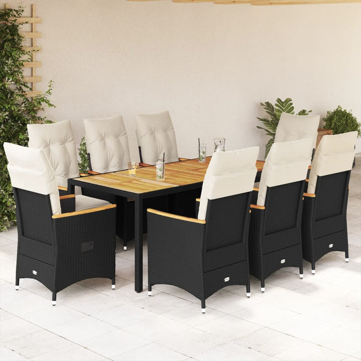 Set Mobilier De Grădină Cu Perne, 7 Piese, Negru, Poliratan