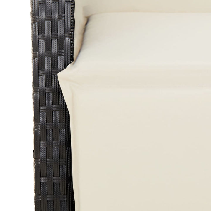Set Bistro Cu Perne, 3 Piese, Negru, Poliratan