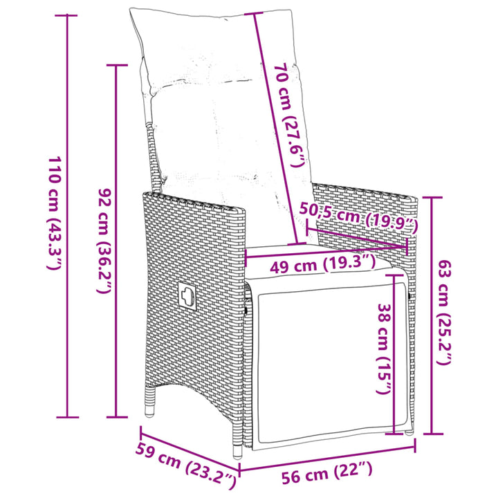 Set Bistro Cu Perne, 3 Piese, Negru, Poliratan