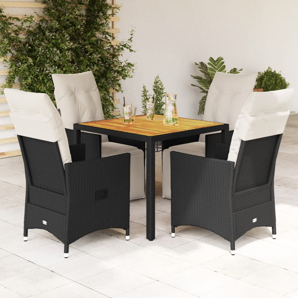 Set Bistro Cu Perne, 3 Piese, Negru, Poliratan