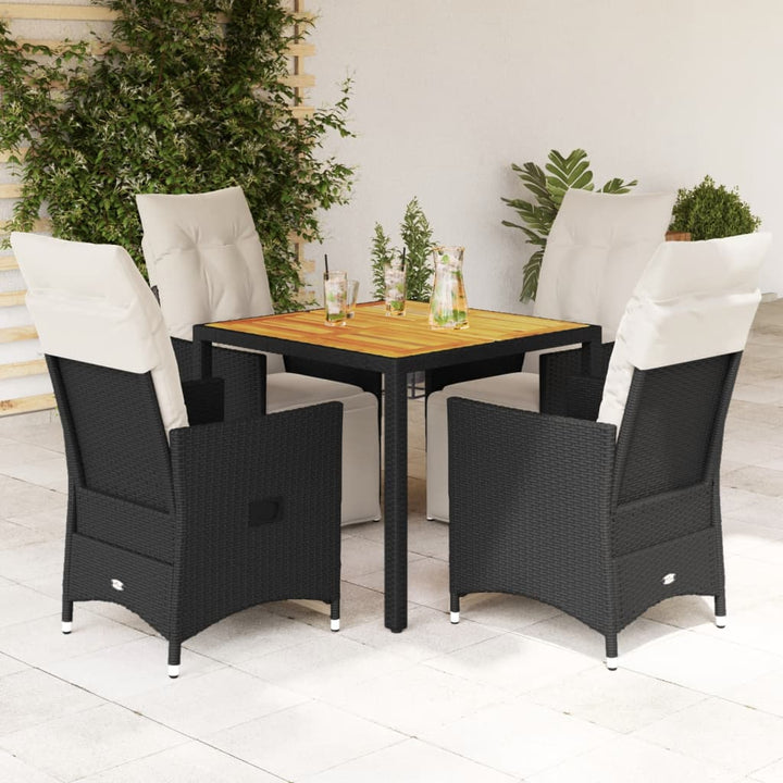 Set Bistro Cu Perne, 3 Piese, Negru, Poliratan
