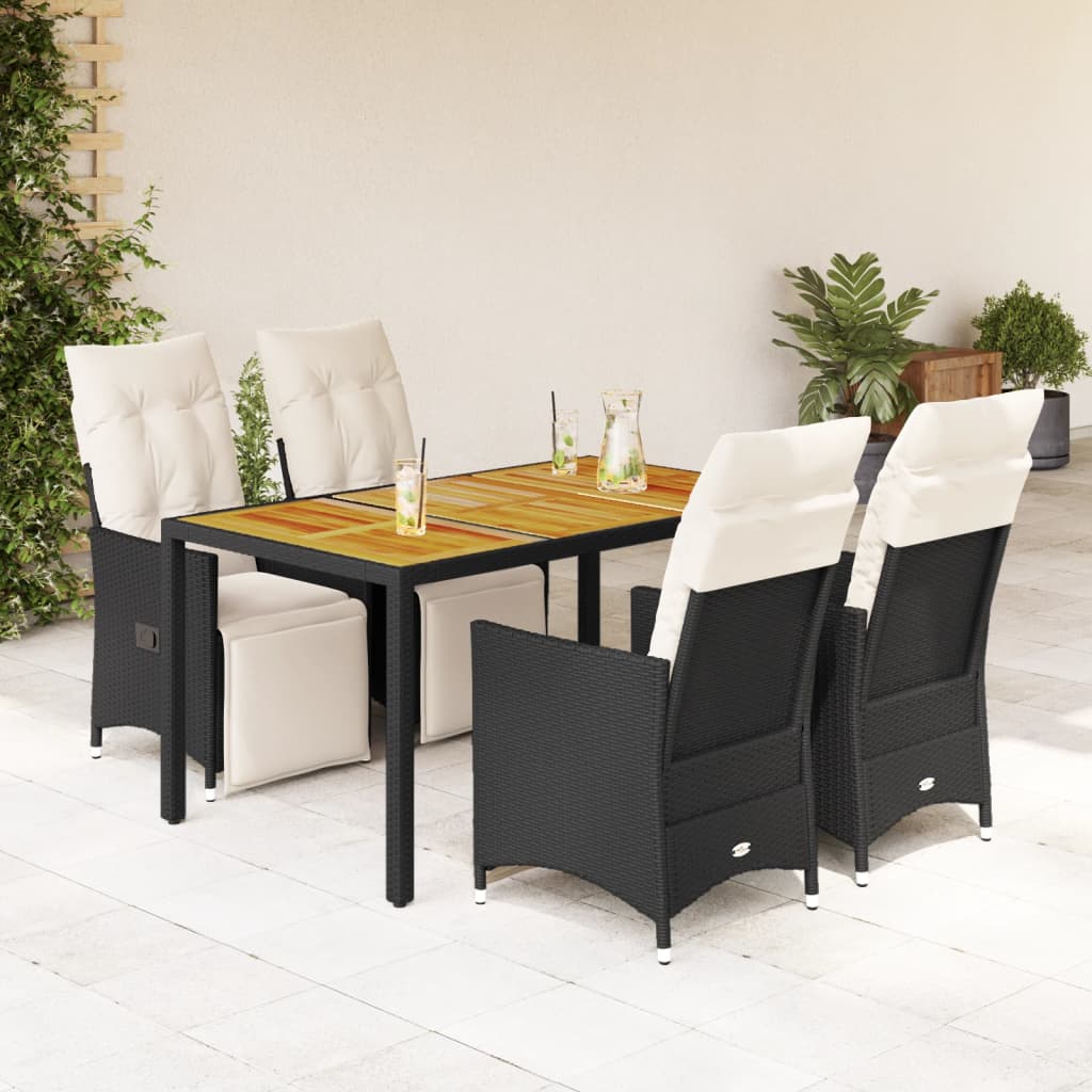 Set Bistro Cu Perne, 3 Piese, Negru, Poliratan