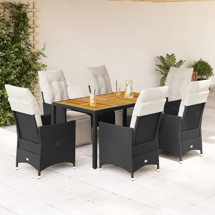 Set Bistro Cu Perne, 3 Piese, Negru, Poliratan