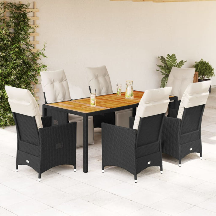 Set Bistro Cu Perne, 3 Piese, Negru, Poliratan