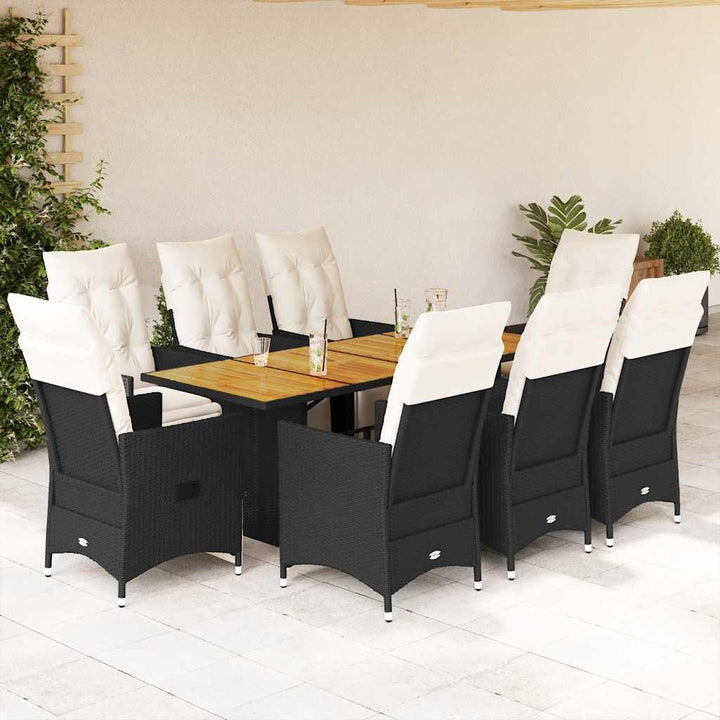Set Mobilier De Grădină Cu Perne, 7 Piese, Negru, Poliratan
