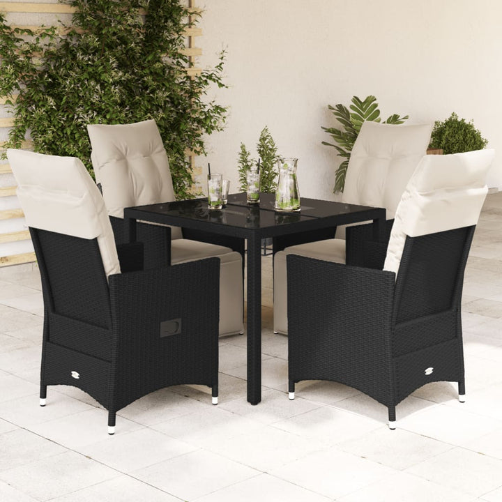 Set Bistro Cu Perne, 3 Piese, Negru, Poliratan