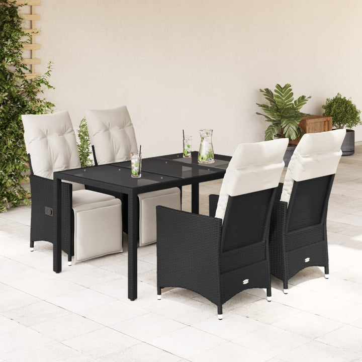 Set Bistro Cu Perne, 3 Piese, Negru, Poliratan