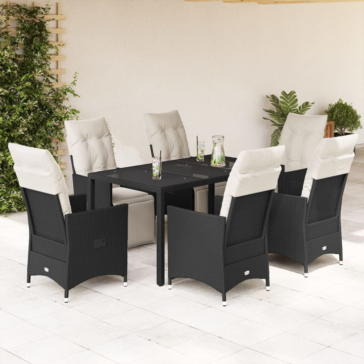 Set Bistro Cu Perne, 3 Piese, Negru, Poliratan