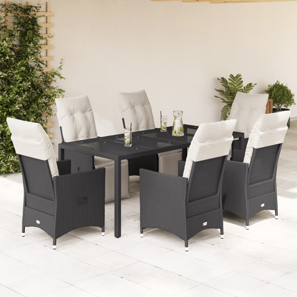 Set Bistro Cu Perne, 3 Piese, Negru, Poliratan