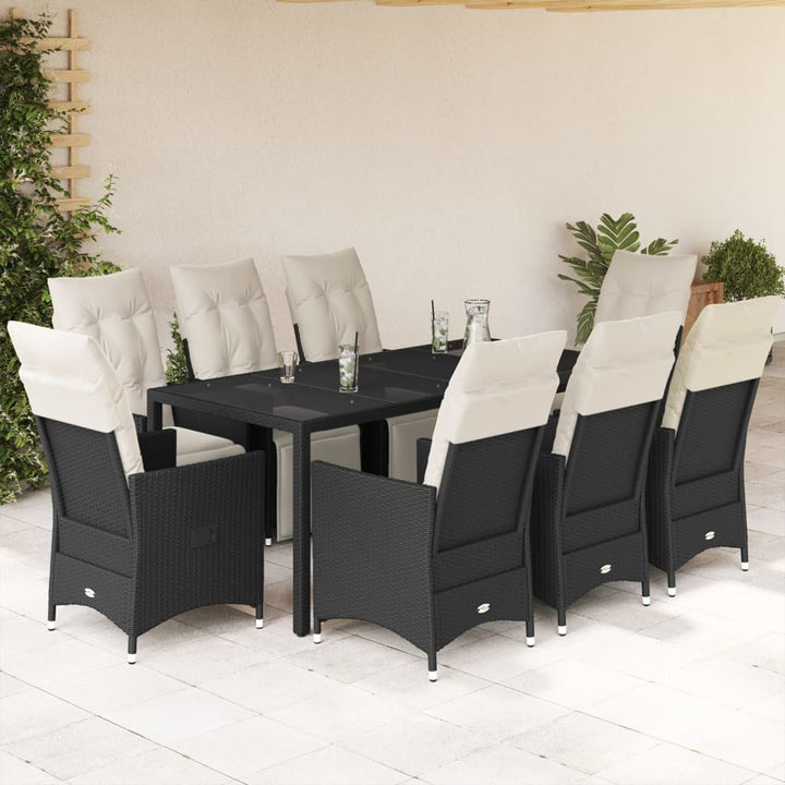 Set Bistro Cu Perne, 3 Piese, Negru, Poliratan