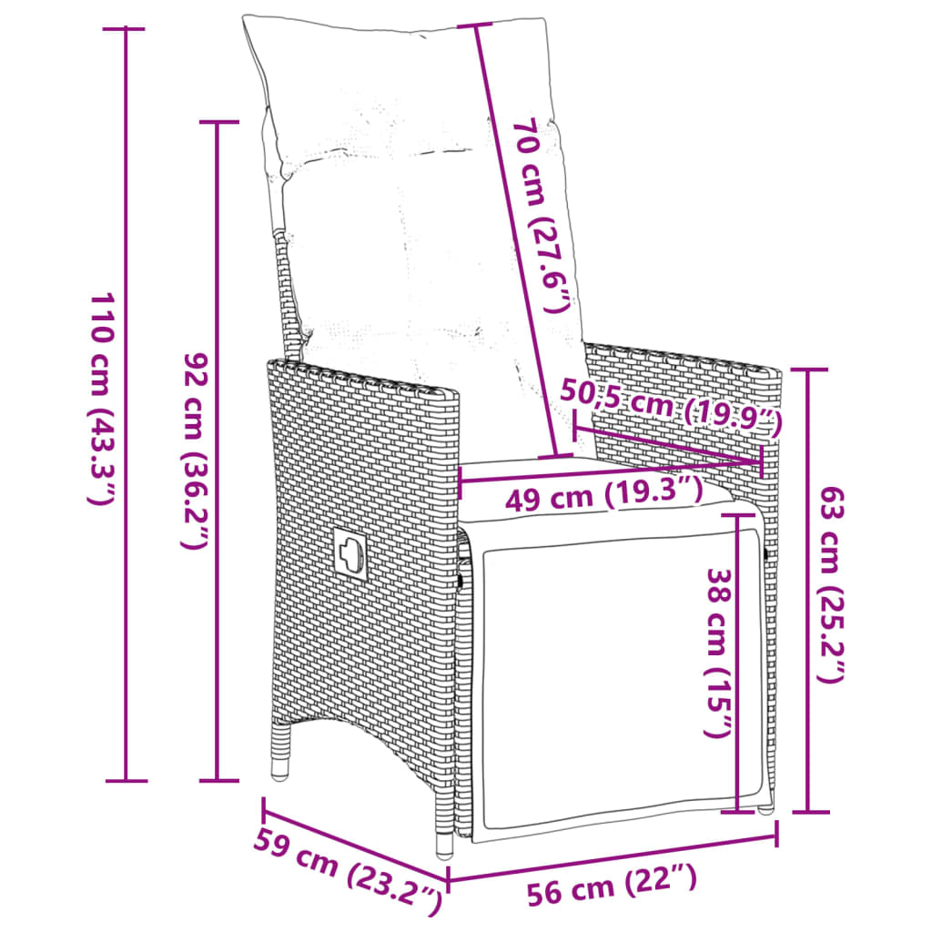 Set Mobilier De Grădină Cu Perne, 7 Piese, Negru, Poliratan