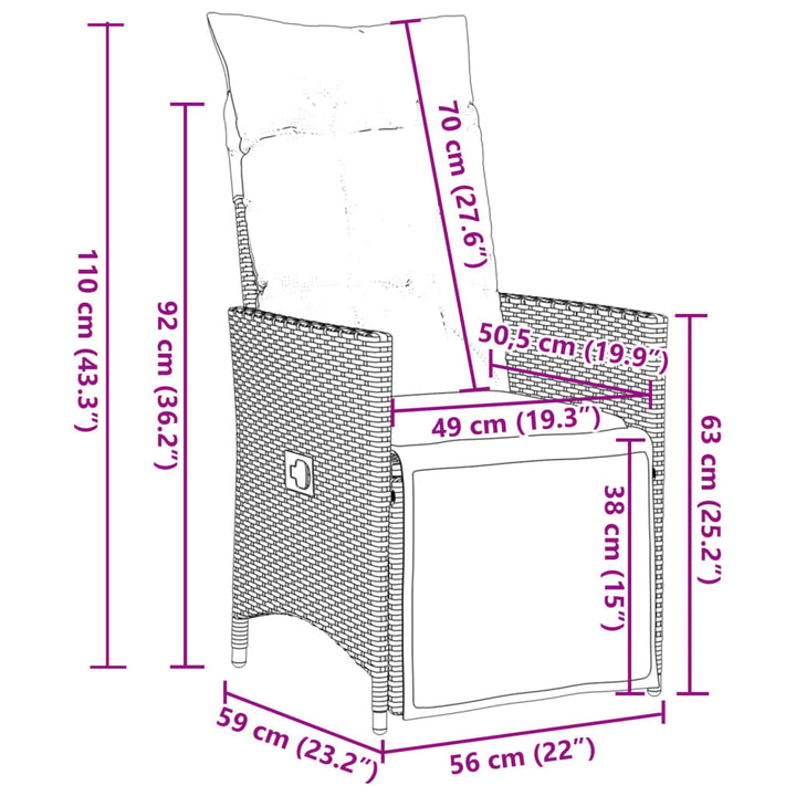 Set Mobilier De Grădină Cu Perne, 7 Piese, Negru, Poliratan