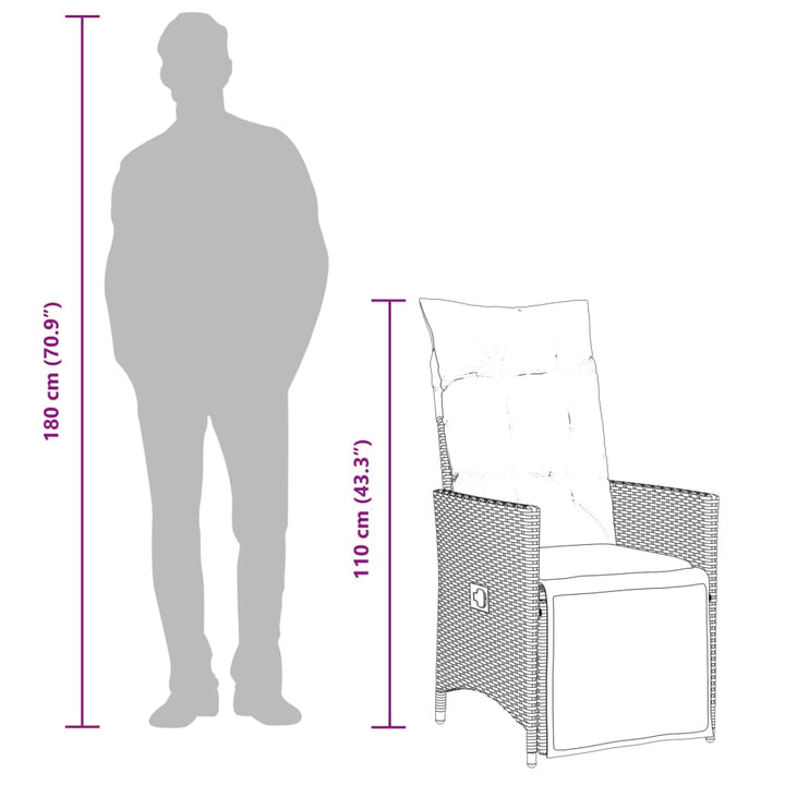 Set Mobilier De Grădină Cu Perne, 7 Piese, Negru, Poliratan