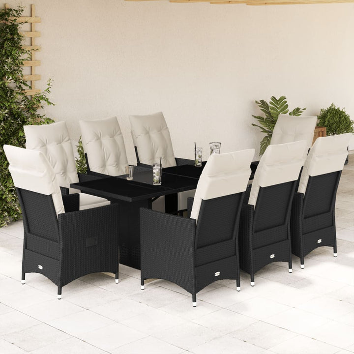 Set Mobilier De Grădină Cu Perne, 7 Piese, Negru, Poliratan