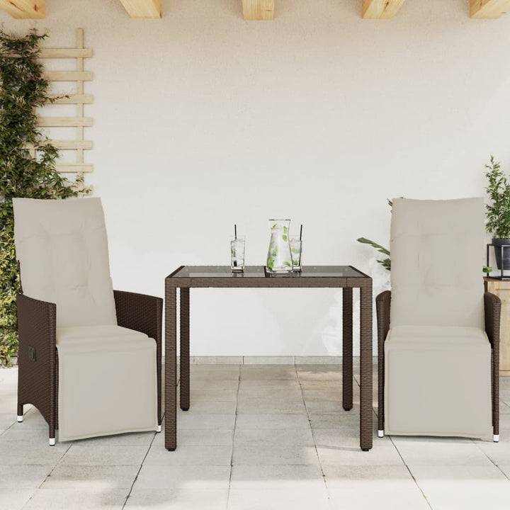 Set Bistro De Grădină Cu Perne, 7 Piese, Maro, Poliratan