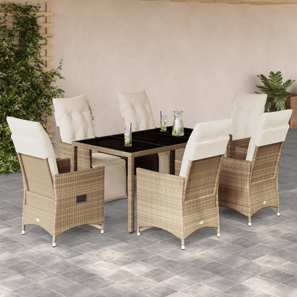 Set Bistro De Grădină, 5 Piese, Cu Perne, Bej, Poliratan