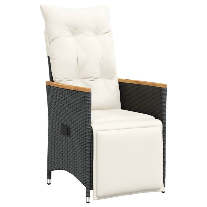 Set Bistro De Grădină Cu Perne, 3 Piese, Negru, Poliratan