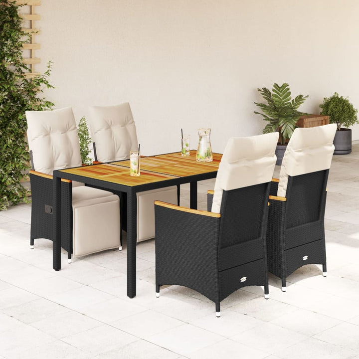 Set Bistro De Grădină Cu Perne, 3 Piese, Negru, Poliratan